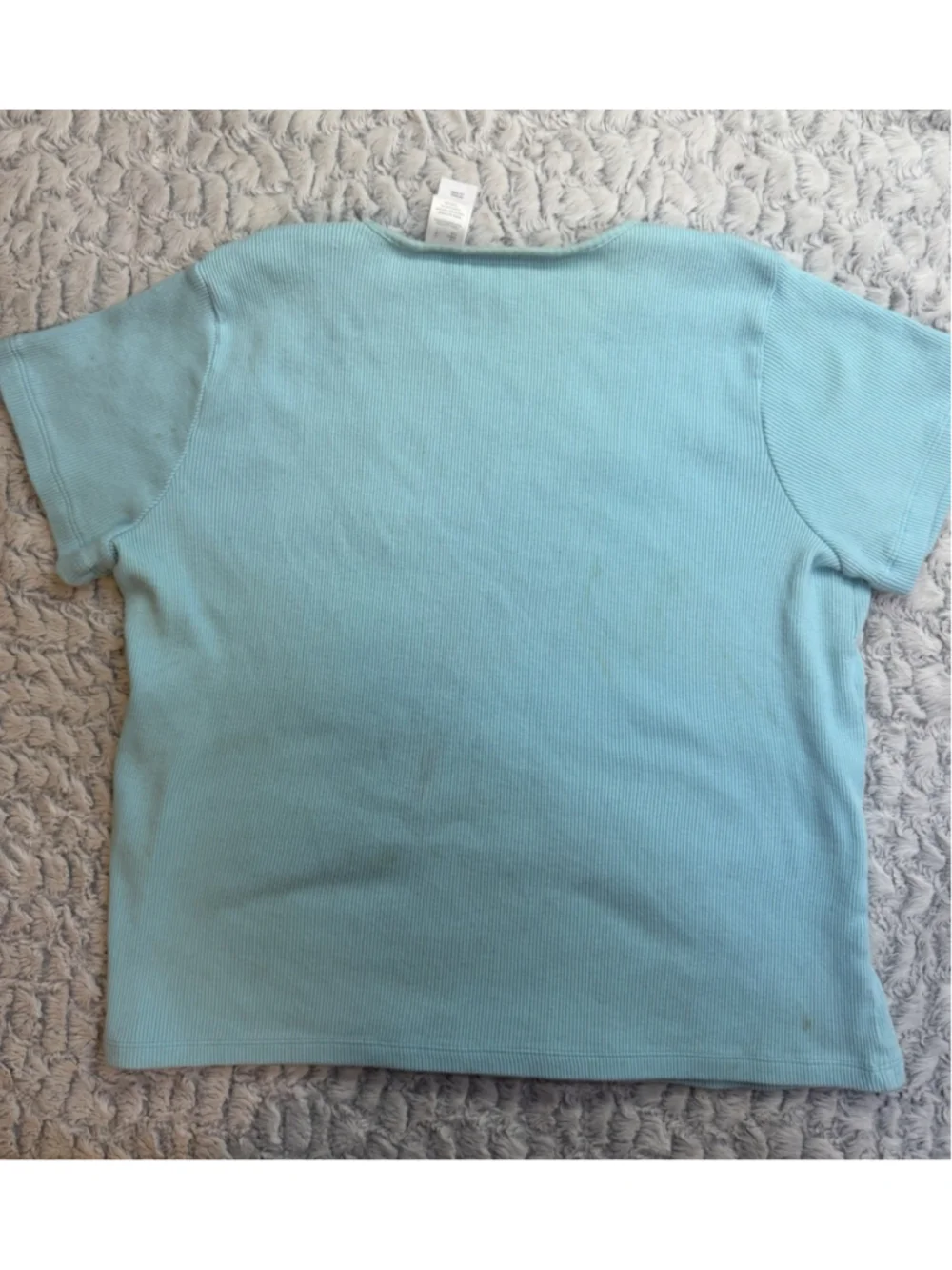 Liz Claiborne Lizsport Women's Blue Solid Ribbed Knit Round Neck Tee L